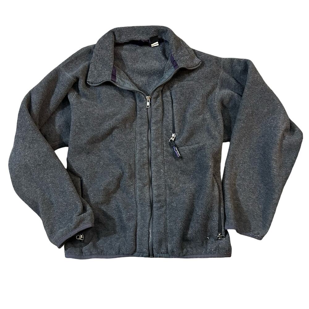 Vtg Patagonia Jacket Mens Small Gray Synchilla Fleece Zip Up Fleece USA 90s